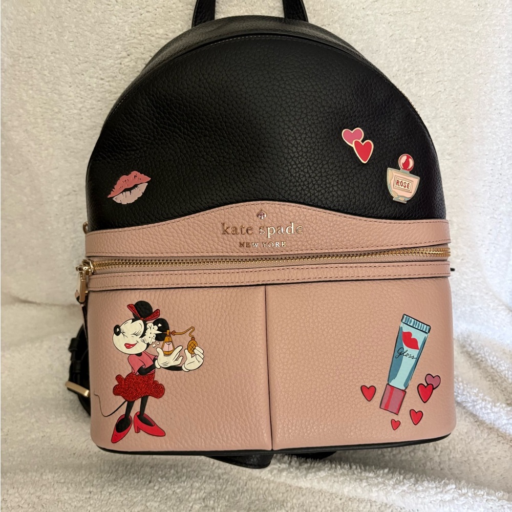 Kate Spade Black and Pink Cartoon Backpack